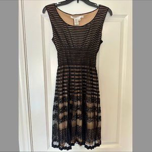 Studio M Black & Tan Mesh A-Line Dress Size Small NWT